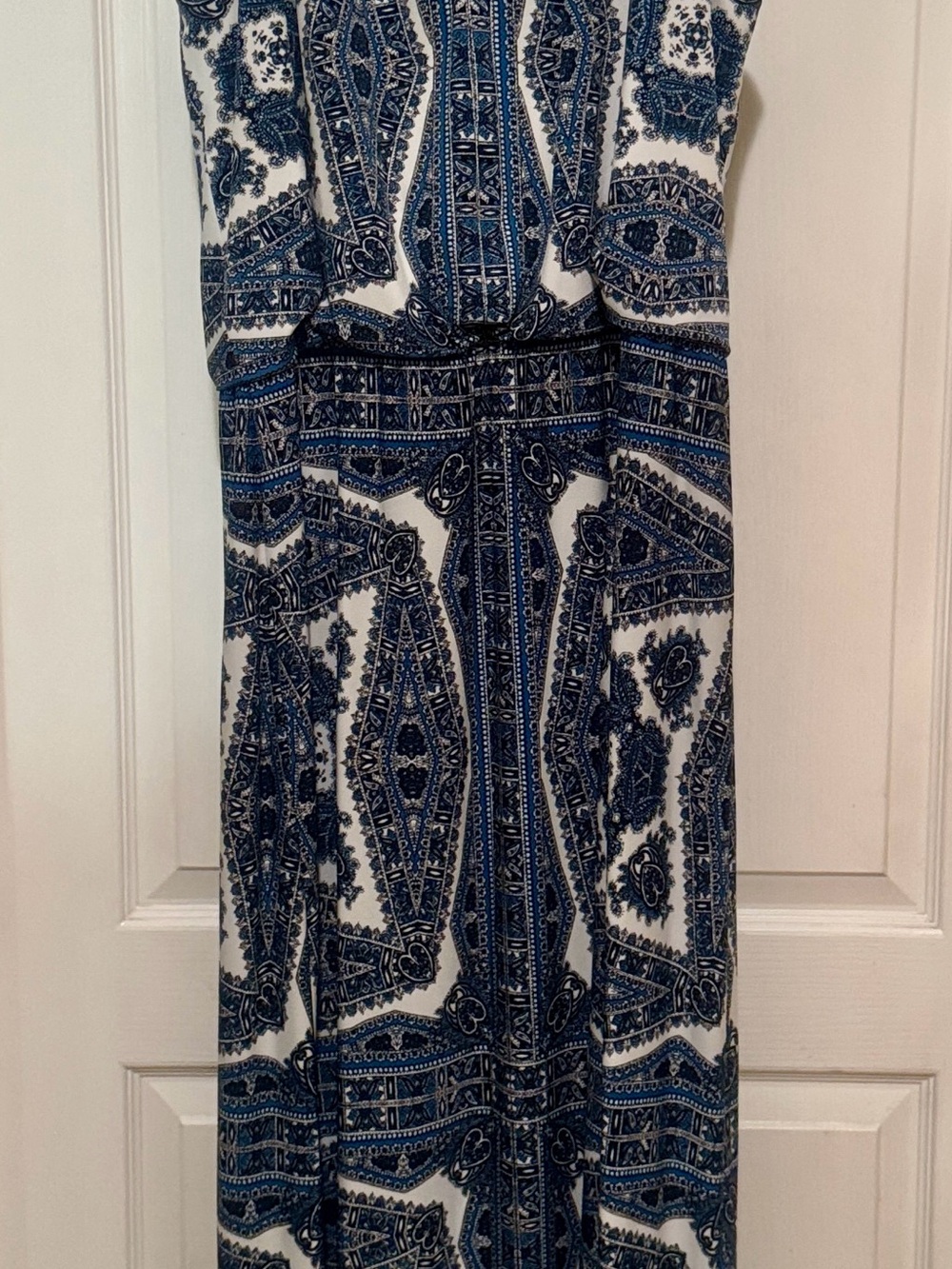 Dress Barn Blue and White Paisley Maxi Dress - Picture 2 of 3